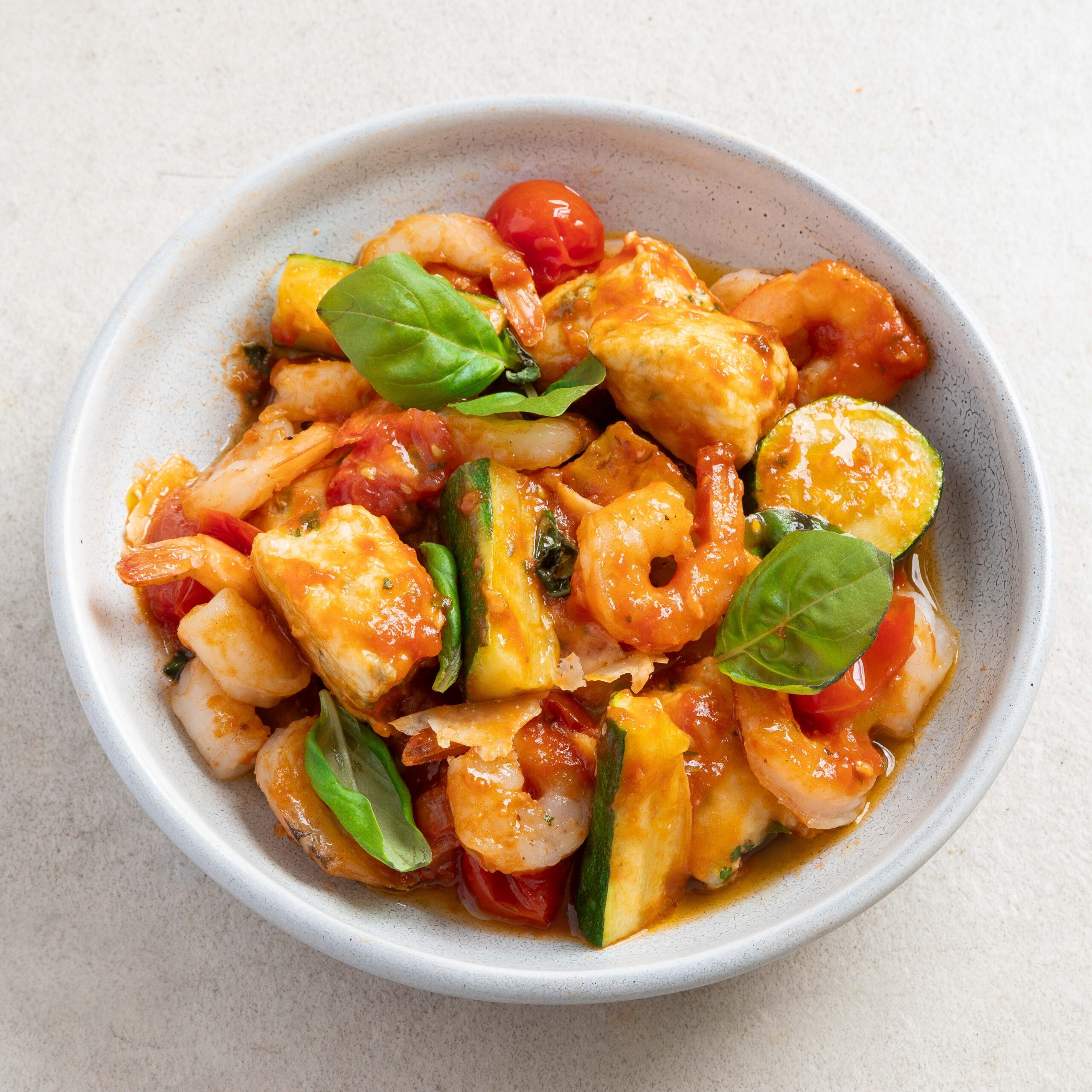 Ricotta Gnocchi with Prawns & Basil